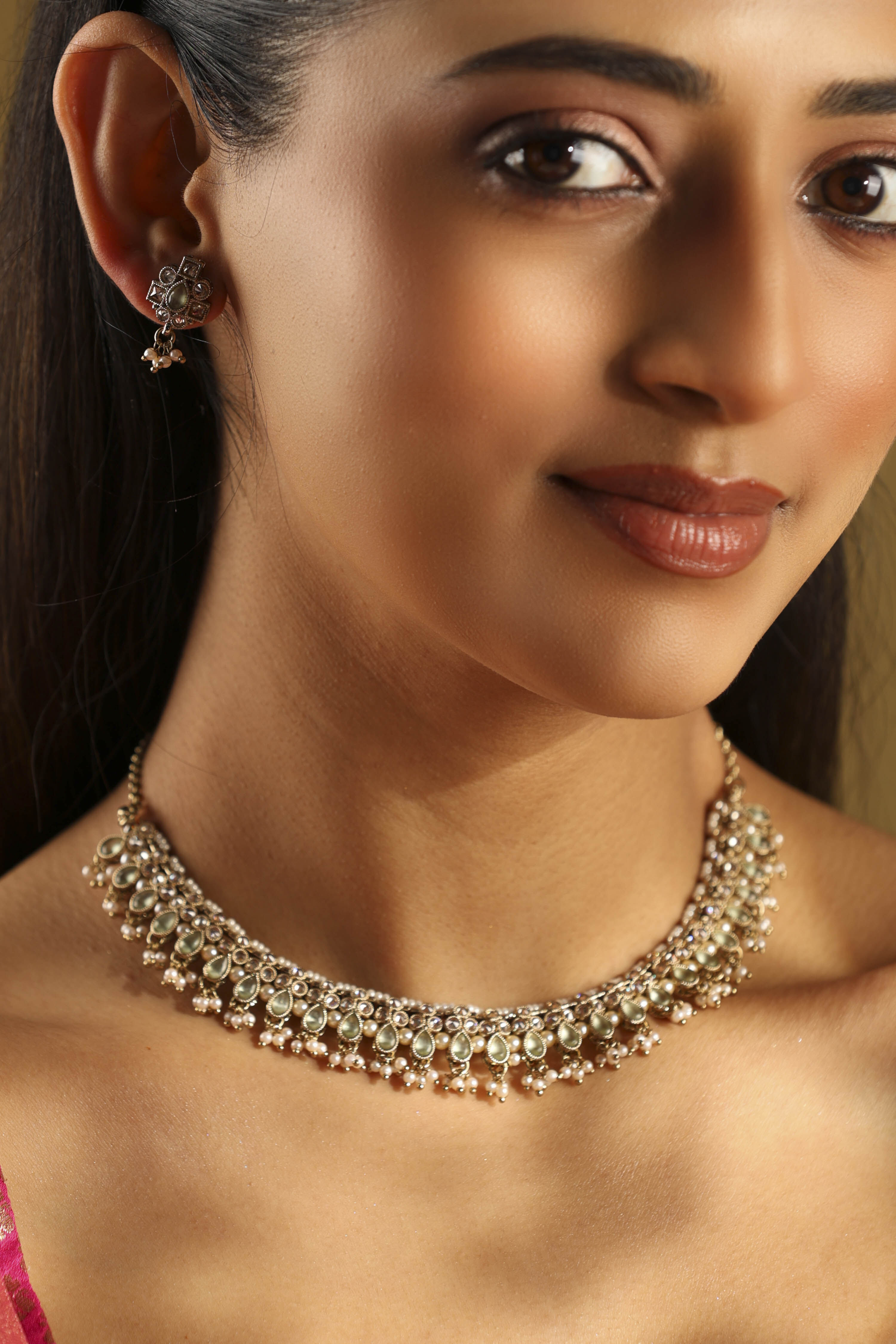 Mint Green Alloy Necklace Set image number 1