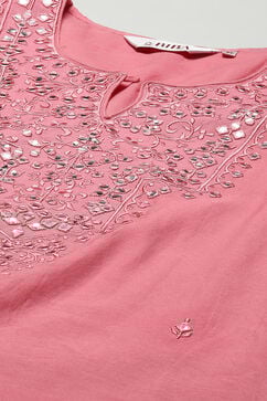 Blush Pink Polyester Straight Suit Set image number 1