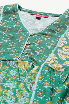 Green Rayon Short Kurta Printed Top image number 1