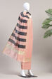 Hot Pink Cotton Printed Embroidered Unstitched Suit Set image number 4