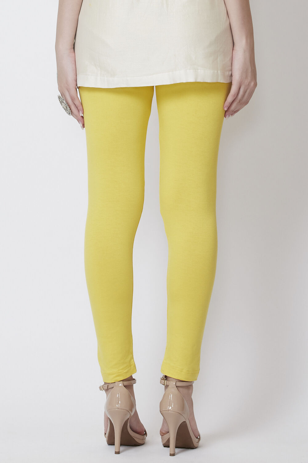 Moss Green Viscose Lycra Solid Leggings image number 5