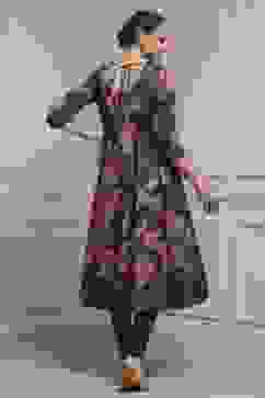 Navy Cotton Anarkali Printed Suit Set image number 4