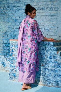 Pink & Purple Cotton Blend Kalidar Kurta Palazzo Suit Set image number 5