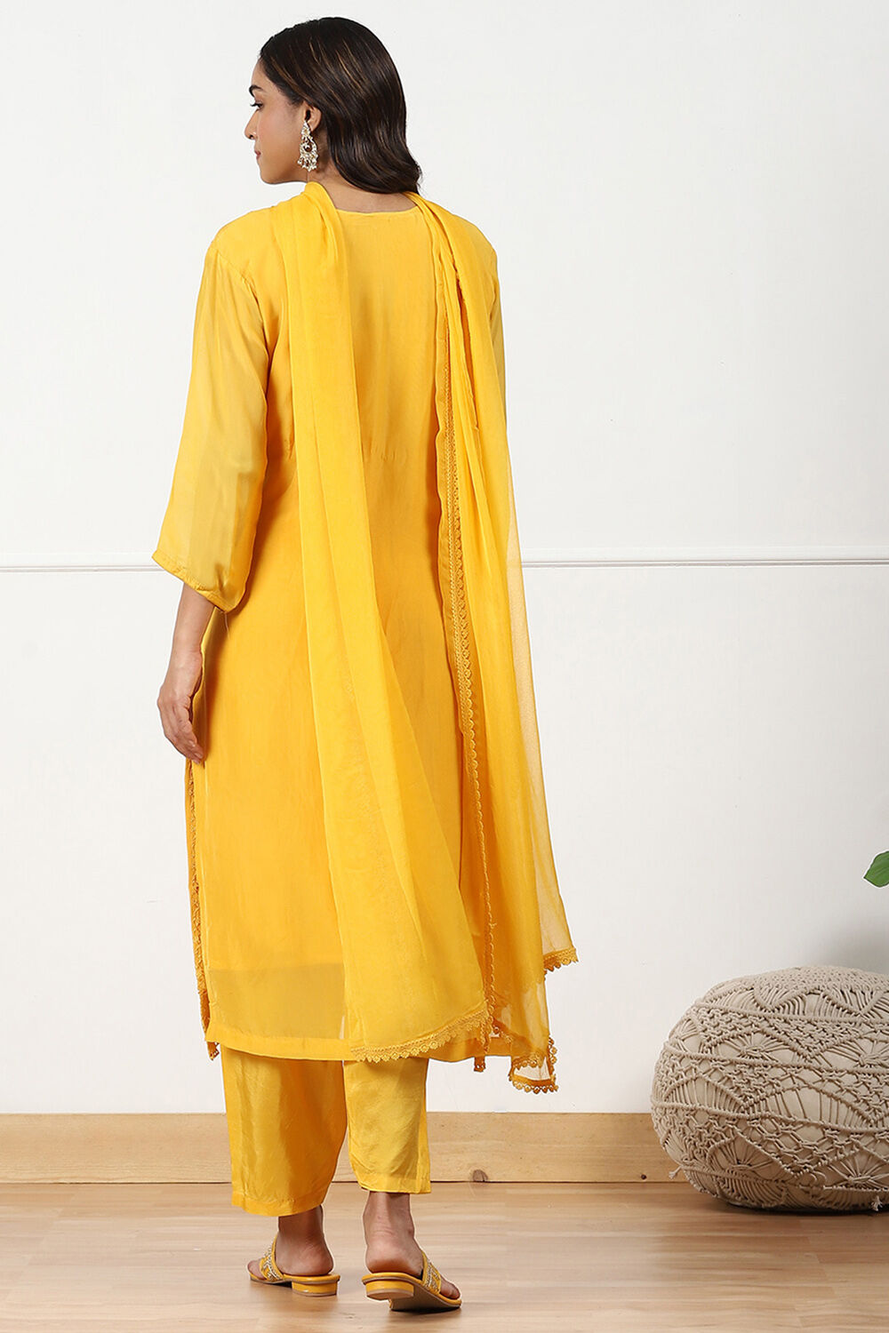 Red Organza Embroidered Unstitched Suit Set image number 4