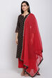 Brown And Red Art Silk Straight Kurta Palazzo Suit Set image number 3