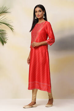 Red Anarkali Modal Printed Kurta image number 2