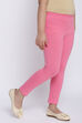 Bubblegum Pink Cotton Lycra Solid Leggings image number 0