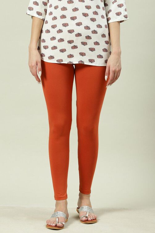 Black Cotton Blend Solid Leggings image number 2
