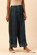 Teal Cotton Floral Palazzo Pants image number 4