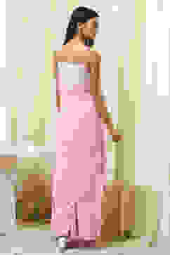 Pink Cotton Floral Strappy Straight Suit Set image number 4