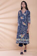 Navy Cotton Straight Printed Kurta