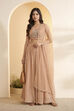 Peach Nylon Straight Lehenga Set image number 0