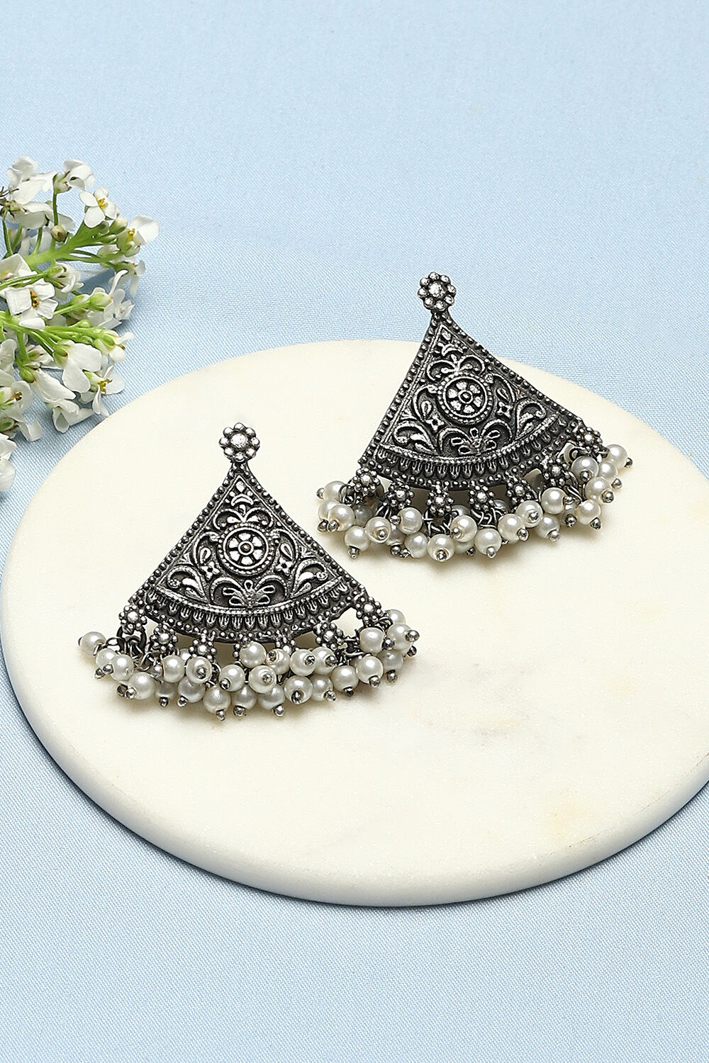 Oxidised Brass Earrings image number 0