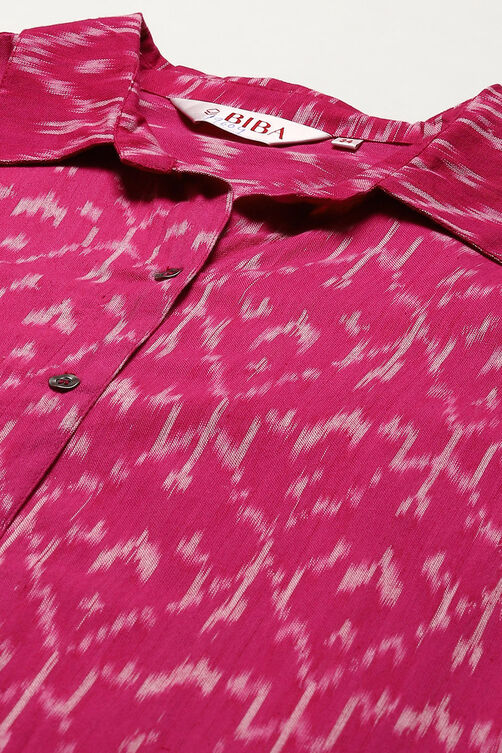 Fuchsia Ikat Straight Yarndyed Shirt image number 1