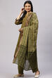 Olive Cotton Woven Unstitched Suit Set image number 5
