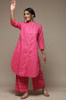 Pink Cotton Straight Kurta Palazzo Suit Set image number 0