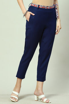 Navy Cotton Blend Palazzo image number 3