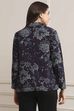 Navy Rayon Straight Printed Jacket image number 3