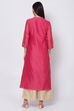 Magenta Poly Metallic Cotton Straight Yarndyed Kurta image number 4