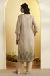 Blue Poly Linen Straight Suit Set image number 5