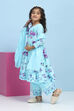 Blue Cotton Printed Tiered Suit Set image number 3