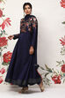 Rohit Bal Indigo Cotton Blend Anarkali Kurta Suit Set image number 5