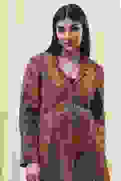 Burnt Orange Rayon Straight Printed Jacket image number 1