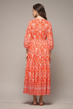 Orange Rayon Tiered Dress image number 2