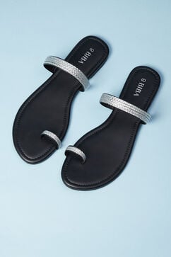 Black Pu Ring Toe Sandals image number 5