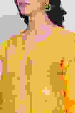 Ochre Flared Kurta Palazzo Suit Set image number 1