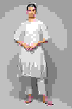 Lavender Cotton Straight Printed Kurta image number 5