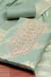 Pink Tissue Chanderi Embroidered Unstitched Suit Set image number 1