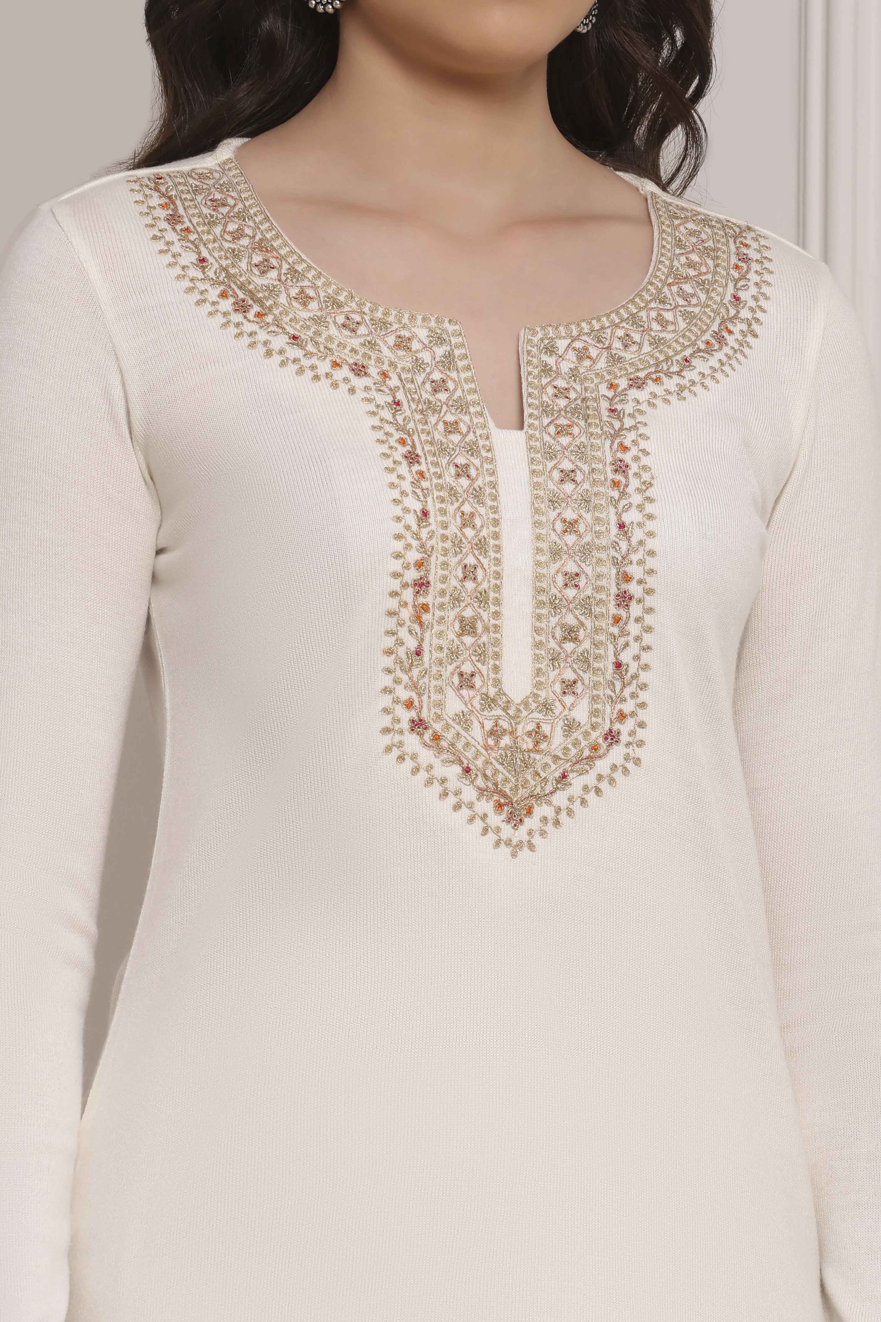 Black Acrylic Solid Straight Winter Kurta image number 1