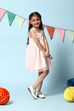 Baby Pink Nylon Gathered Dress image number 3