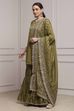 Mehndi Green Cotton Silk Straight Suit Set image number 6