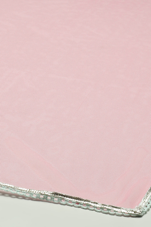 Pink Net Lehenga With Cotton Floral Blouse & Net Dupatta image number 3