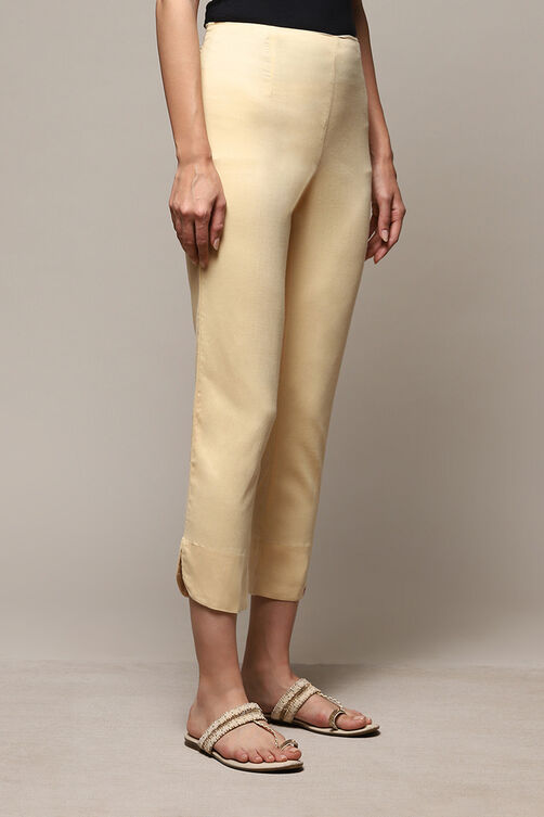 Beige Viscose Blend Pants image number 3