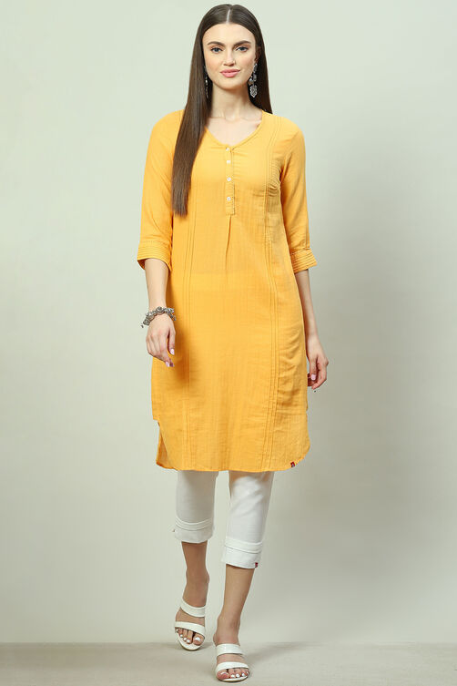Blue Cotton Solid Kurti image number 3