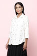 Off White Straight Art Silk Printed Short Kurti image number 3