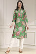 Green Floral Printed Straight Kurta image number 0