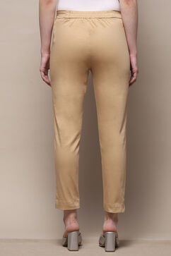 Beige Cotton Blend Slim Pant image number 4