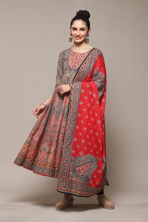 Buy Blue Cotton Anarkali Kurta Churidar Suit Set for INR4999.00 |Biba India