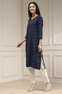 Indigo Blue Cotton Ikat Straight Kurta image number 2