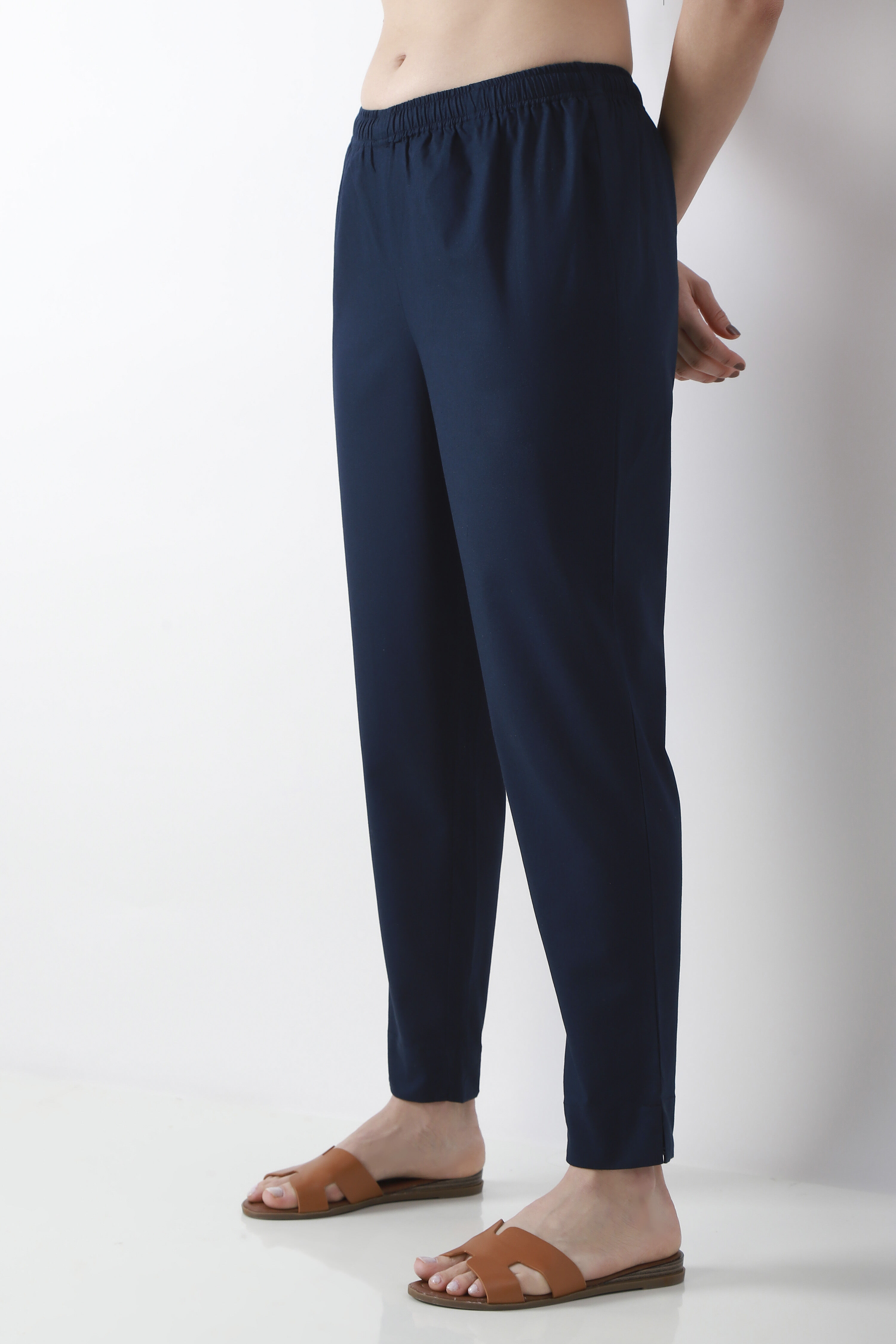 Blue Cotton Slim Pants image number 2
