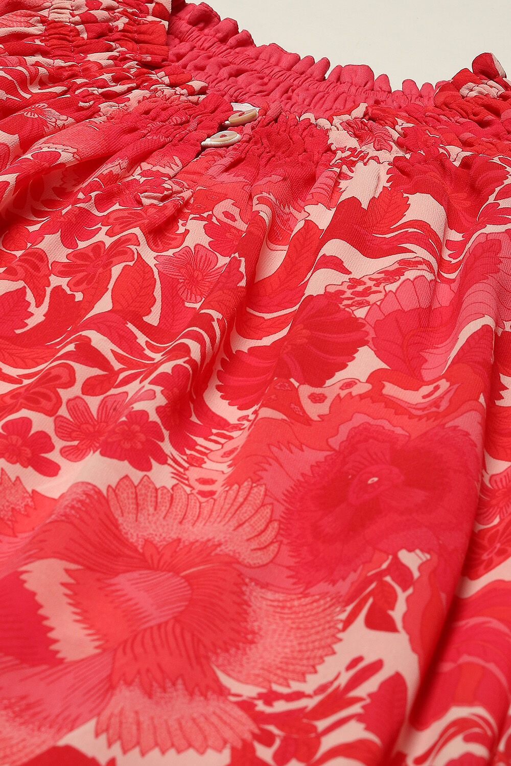 Coral Cotton Blend Tiered Dress image number 1