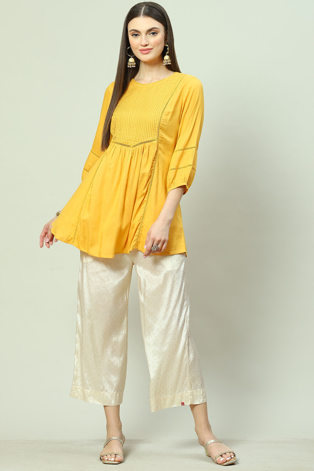 Off White Viscose Palazzo image number 5