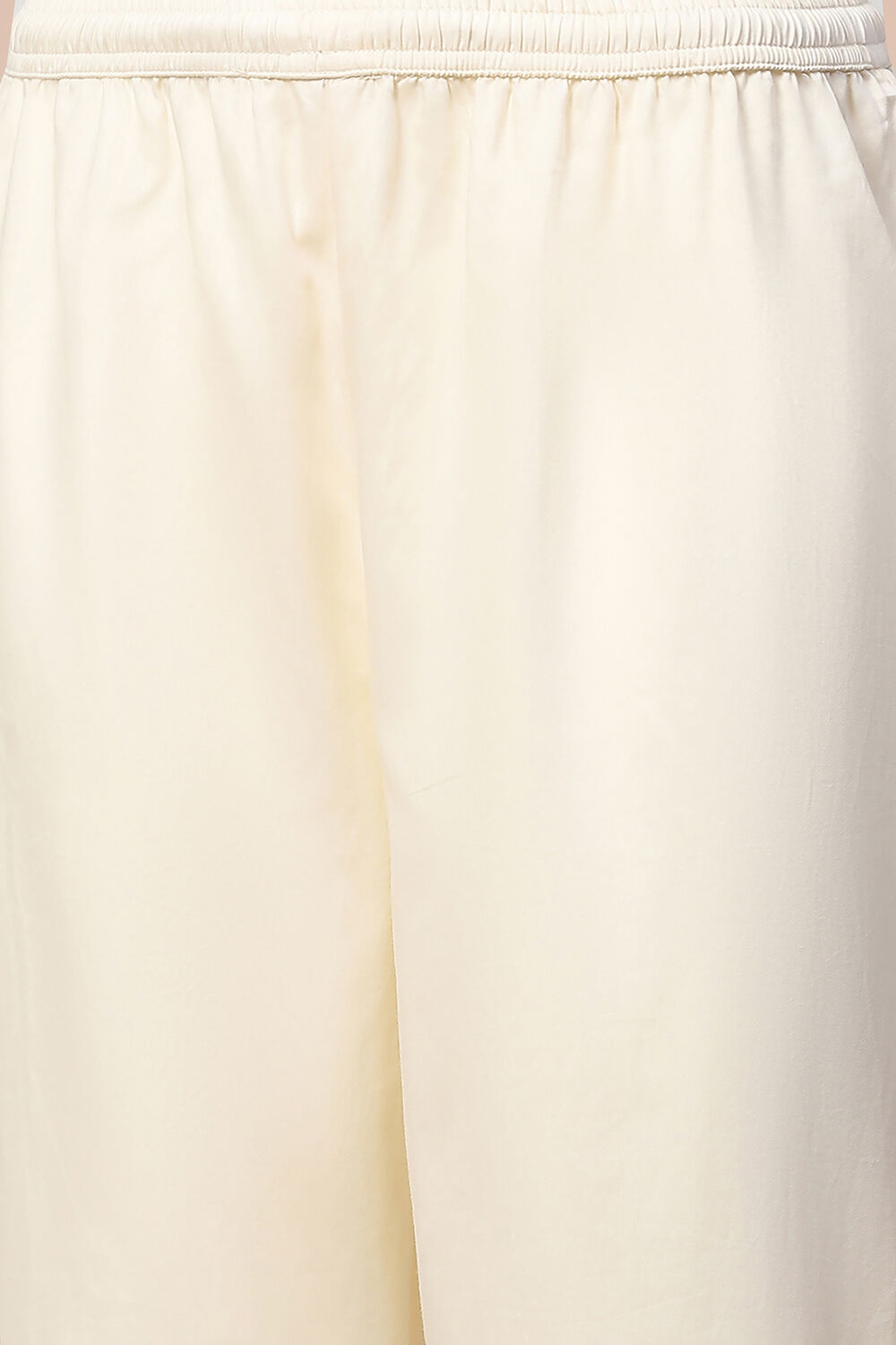 Off-White Chanderi Embroidered Straight Suit Set image number 2