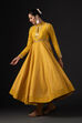 Rohit Bal Mustard Cotton Silk Anarkali Printed Suit Set image number 4