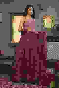 Pink Chanderi Digital Printed Lehenga Set image number 5