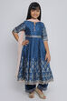 Blue Viscose Anarkali Straight Kurta Palazzo Suit Set image number 0